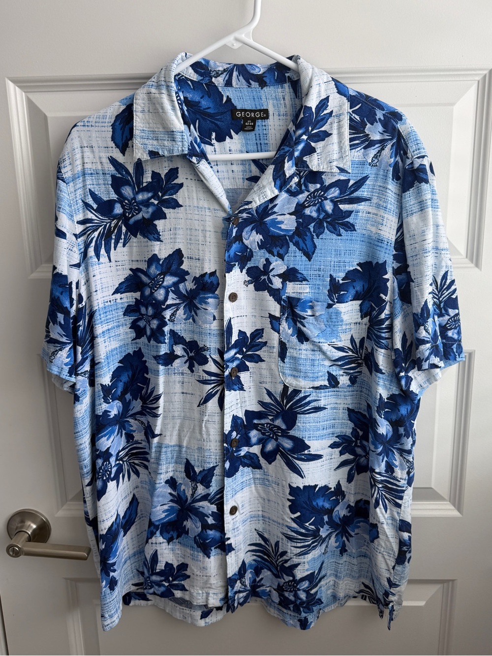 George Men’s Hawaiian Floral Button Up Shirt Size Large 42-44